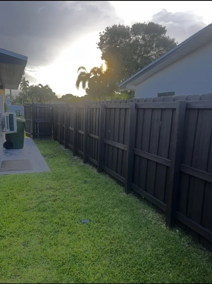 Wood fence after dark finish